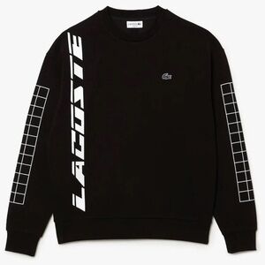 LACOSTE LOOSE FIT TWO-PLY PIQUE SWEATSHIRT (BLACK) Small